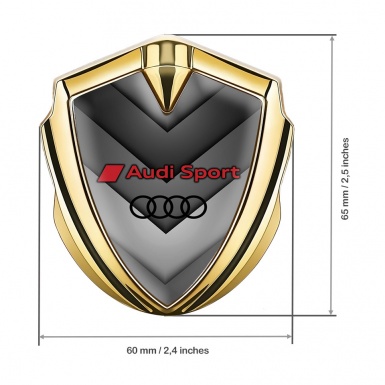 Audi Sport Trunk Emblem Badge Gold Greyscale Panels Black Rings