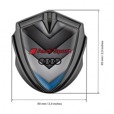 Audi Sport Emblem Car Badge Graphite Grey Panels Blue Fragment Design