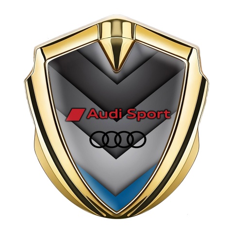 Audi Sport Emblem Car Badge Gold Grey Panels Blue Fragment Design