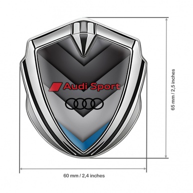 Audi Sport Emblem Car Badge Silver Grey Panels Blue Fragment Design