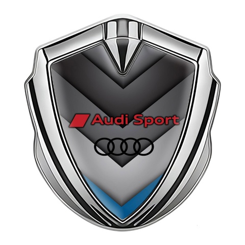 Audi Sport Emblem Car Badge Silver Grey Panels Blue Fragment Design