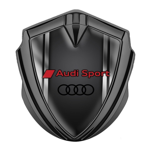 Audi Sport Bodyside Domed Emblem Graphite Metallic Frame Red Edition