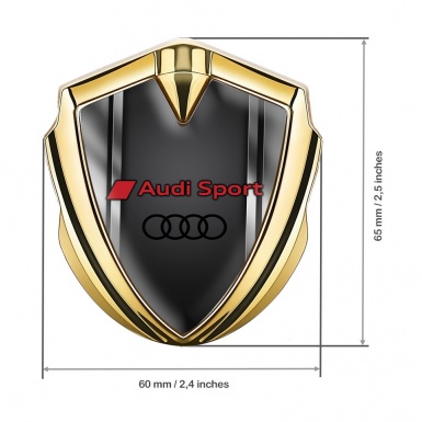Audi Sport Bodyside Domed Emblem Gold Metallic Frame Red Edition