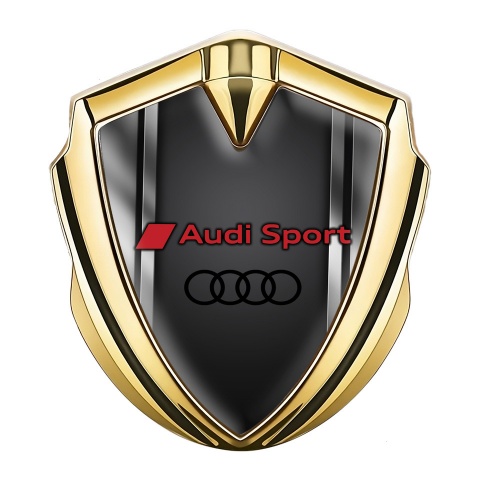 Audi Sport Bodyside Domed Emblem Gold Metallic Frame Red Edition
