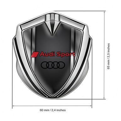 Audi Sport Bodyside Domed Emblem Silver Metallic Frame Red Edition