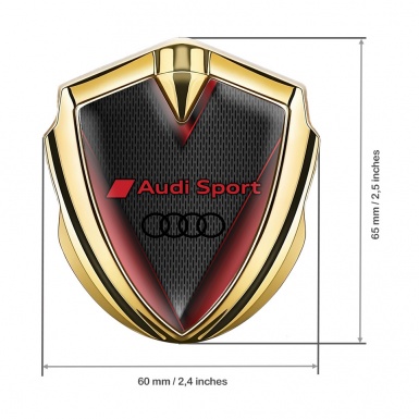 Audi Sport Bodyside Emblem Self Adhesive Gold Dark Mesh Red Elements