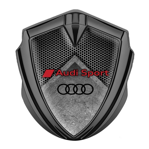 Audi Sport Metal Emblem Self Adhesive Graphite Grey Hex Stone Slab Effect