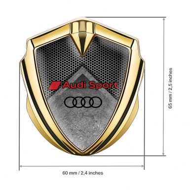 Audi Sport Metal Emblem Self Adhesive Gold Grey Hex Stone Slab Effect