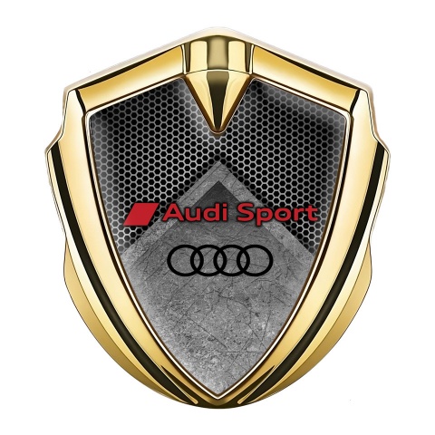 Audi Sport Metal Emblem Self Adhesive Gold Grey Hex Stone Slab Effect