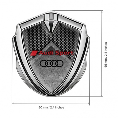 Audi Sport Metal Emblem Self Adhesive Silver Grey Hex Stone Slab Effect