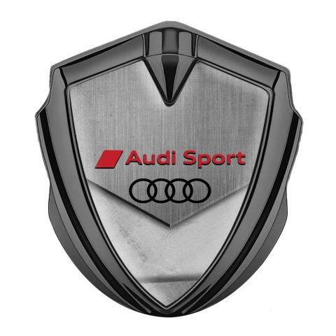 Audi Sport Metal 3D Domed Emblem Graphite Stone Effect Black Logo