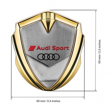 Audi Sport Metal 3D Domed Emblem Gold Stone Effect Black Logo