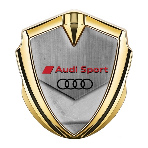 Audi Sport Metal 3D Domed Emblem Gold Stone Effect Black Logo