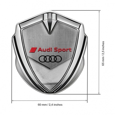 Audi Sport Metal 3D Domed Emblem Silver Stone Effect Black Logo