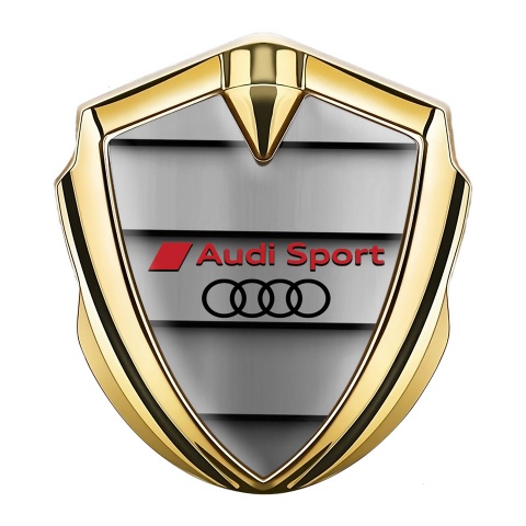 Audi Sport Bodyside Badge Self Adhesive Gold Shutter Effect Black Logo