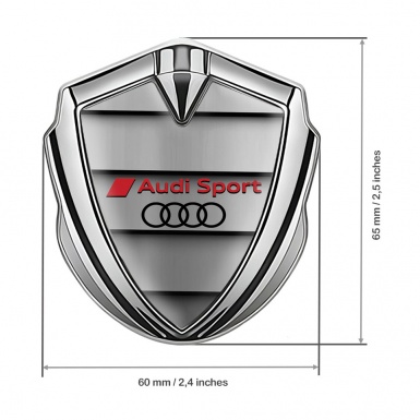 Audi Sport Bodyside Badge Self Adhesive Silver Shutter Effect Black Logo