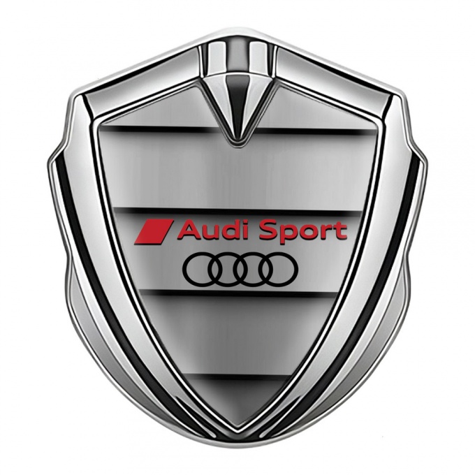Audi Sport Bodyside Badge Self Adhesive Silver Shutter Effect Black Logo