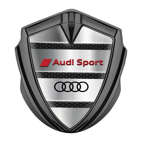 Audi Sport Emblem Badge Self Adhesive Graphite Black Hex Grey Panels