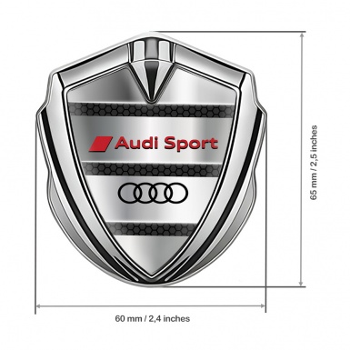 Audi Sport Emblem Badge Self Adhesive Silver Black Hex Grey Panels