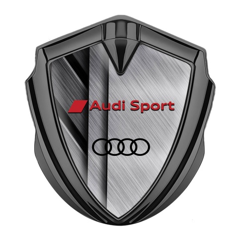 Audi Sport Emblem Fender Badge Graphite Brushed Steel Panels Effect