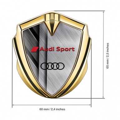 Audi Sport Emblem Fender Badge Gold Brushed Steel Panels Effect