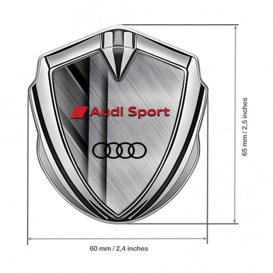Audi Sport Emblem Fender Badge Silver Brushed Steel Panels Effect