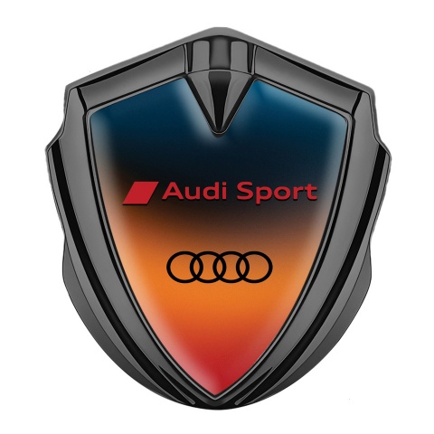 Audi Sport Fender Emblem Badge Graphite Color Gradient Black Logo
