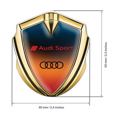 Audi Sport Fender Emblem Badge Gold Color Gradient Black Logo