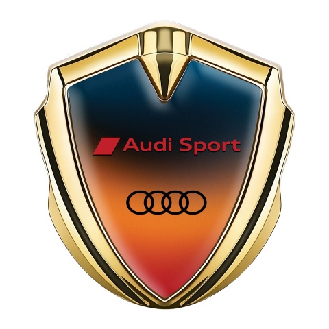 Audi Sport Fender Emblem Badge Gold Color Gradient Black Logo