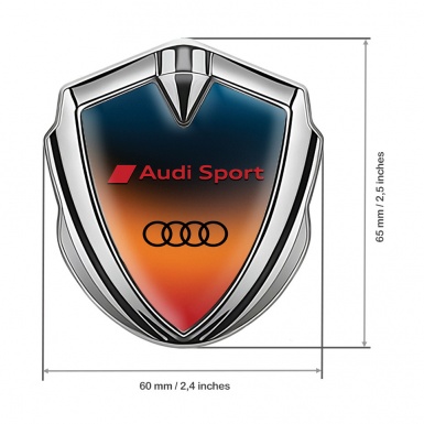 Audi Sport Fender Emblem Badge Silver Color Gradient Black Logo