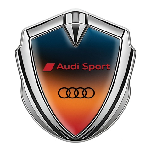 Audi Sport Fender Emblem Badge Silver Color Gradient Black Logo