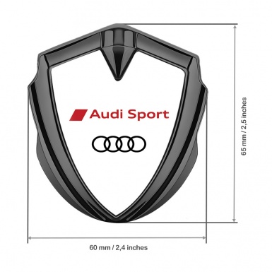 Audi Sport Emblem Trunk Badge Graphite White Background Red Logo