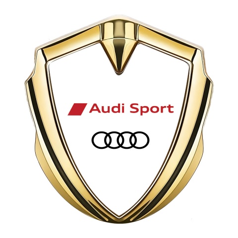 Audi Sport Emblem Trunk Badge Gold White Background Red Logo