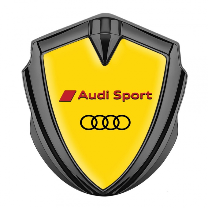Audi Sport Emblem Self Adhesive Graphite Yellow Base Black Red Logo