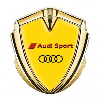 Audi Sport Emblem Self Adhesive Gold Yellow Base Black Red Logo