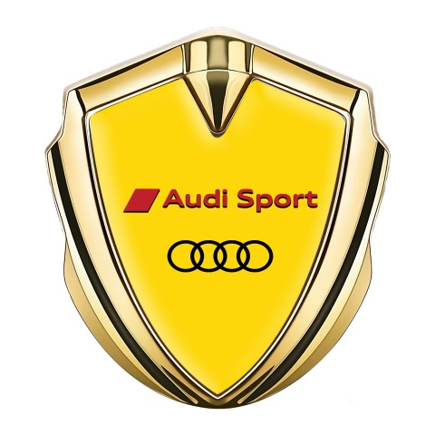 Audi Sport Emblem Self Adhesive Gold Yellow Base Black Red Logo