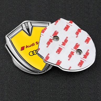 Audi Sport Emblem Self Adhesive Silver Yellow Base Black Red Logo