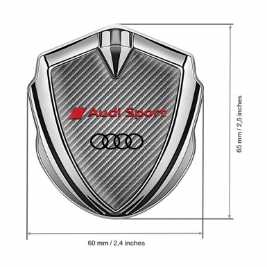 Audi Sport Bodyside Emblem Badge Silver Light Carbon Red Edition