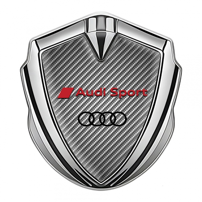 Audi Sport Bodyside Emblem Badge Silver Light Carbon Red Edition