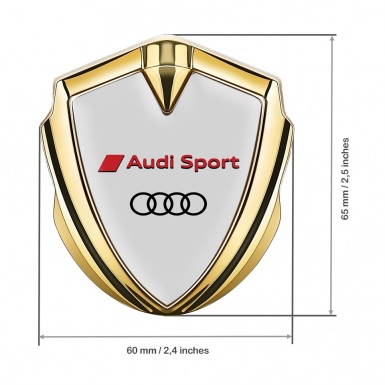 Audi Sport Emblem Car Badge Gold Moon Grey Base Red Logo Design