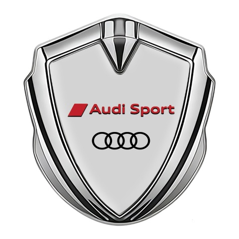 Audi Sport Emblem Car Badge Silver Moon Grey Base Red Logo Design