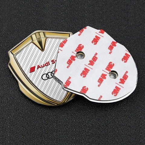 Audi Sport Bodyside Domed Emblem Gold White Carbon Red Characters