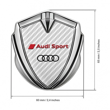 Audi Sport Bodyside Domed Emblem Silver White Carbon Red Characters