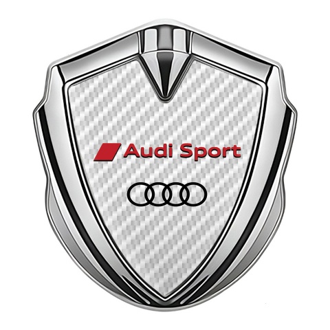 Audi Sport Bodyside Domed Emblem Silver White Carbon Red Characters