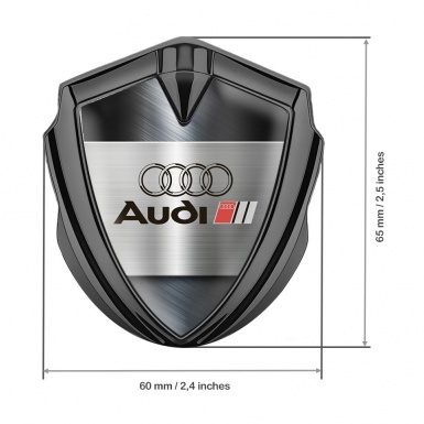Audi Bodyside Emblem Self Adhesive Graphite Brushed Steel Outline Logo