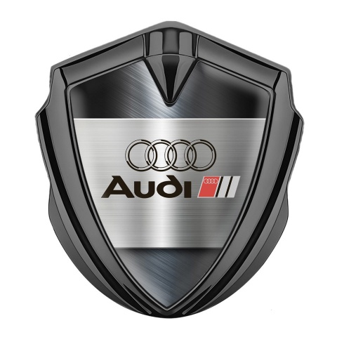 Audi Bodyside Emblem Self Adhesive Graphite Brushed Steel Outline Logo
