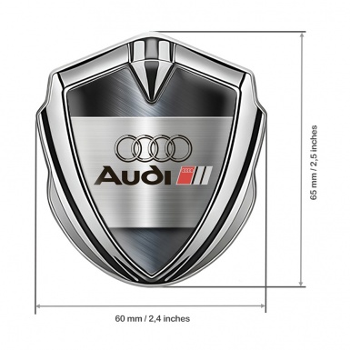 Audi Bodyside Emblem Self Adhesive Silver Brushed Steel Outline Logo
