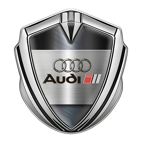 Audi Bodyside Emblem Self Adhesive Silver Brushed Steel Outline Logo