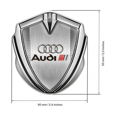 Audi Metal Emblem Self Adhesive Silver Grey Mesh Polished Metal Motif