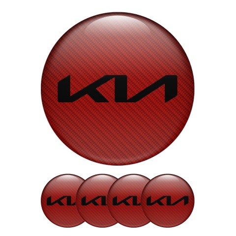 Kia Silicone Stickers Wheel Center Cap Red Carbon